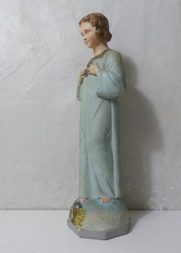 ancienne statue polychrome en plâtre enfant Jésus 44 cm