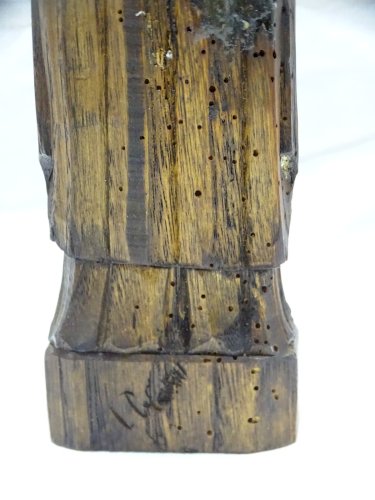 -  ANCIENNE STATUE SAINT LUBIN en BOIS SCULPTE Signé à déchiffrer COLLECTION   D