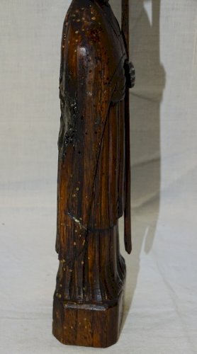 -  ANCIENNE STATUE SAINT LUBIN en BOIS SCULPTE Signé à déchiffrer COLLECTION   D