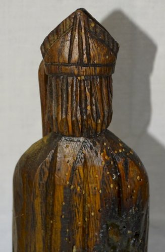 -  ANCIENNE STATUE SAINT LUBIN en BOIS SCULPTE Signé à déchiffrer COLLECTION   D