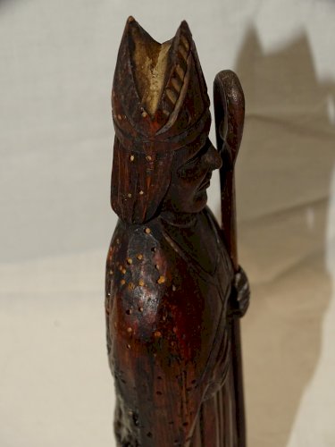 -  ANCIENNE STATUE SAINT LUBIN en BOIS SCULPTE Signé à déchiffrer COLLECTION   D