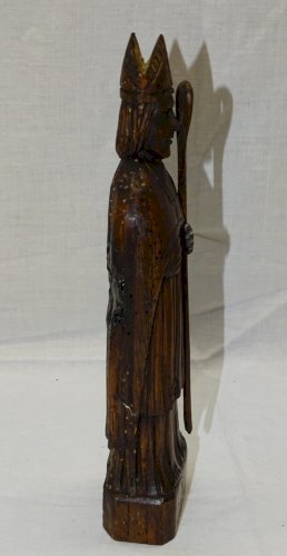 -  ANCIENNE STATUE SAINT LUBIN en BOIS SCULPTE Signé à déchiffrer COLLECTION   D