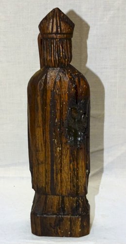 -  ANCIENNE STATUE SAINT LUBIN en BOIS SCULPTE Signé à déchiffrer COLLECTION   D
