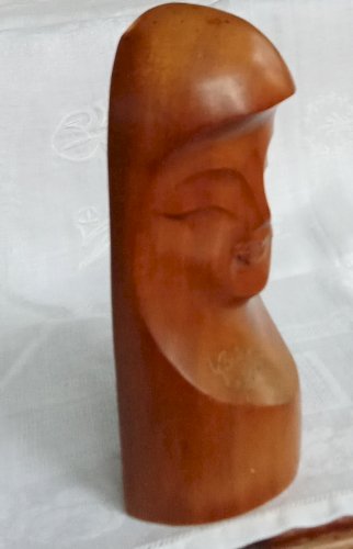 Ancienne Statue Sculpture Buste Femme Bois Old Wooden Woman Bust Statue