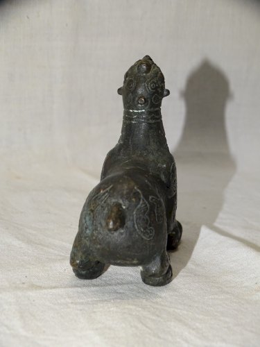 -ANCIENNE STATUETTE GRIFFON BRONZE CHINE XIXe  PATINE FONCEE COLLECTION VITRINE