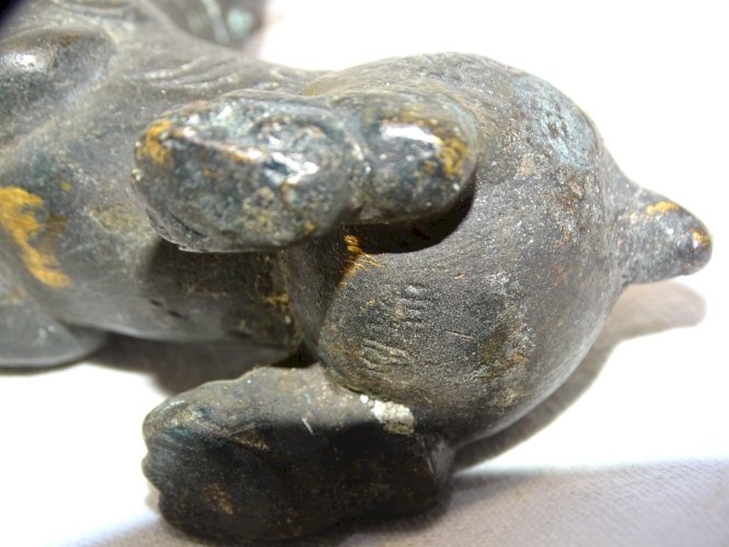 -ANCIENNE STATUETTE GRIFFON BRONZE CHINE XIXe  PATINE FONCEE COLLECTION VITRINE