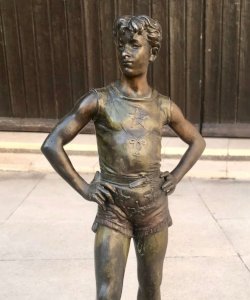 Ancienne Statut Sculpture Régule Haltérophile Xixe Siècle Signé Bouret Vintage