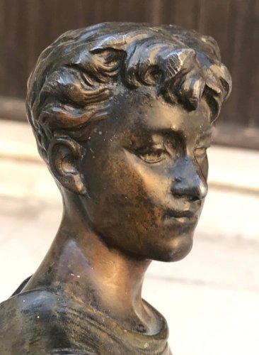 Ancienne Statut Sculpture Régule Haltérophile Xixe Siècle Signé Bouret Vintage