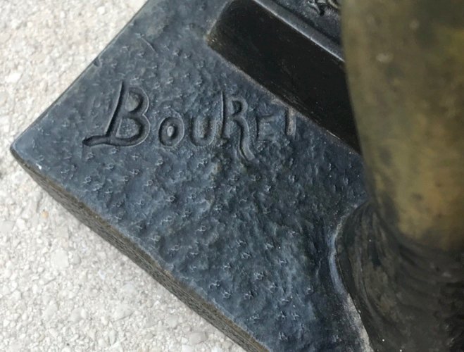 Ancienne Statut Sculpture Régule Haltérophile Xixe Siècle Signé Bouret Vintage