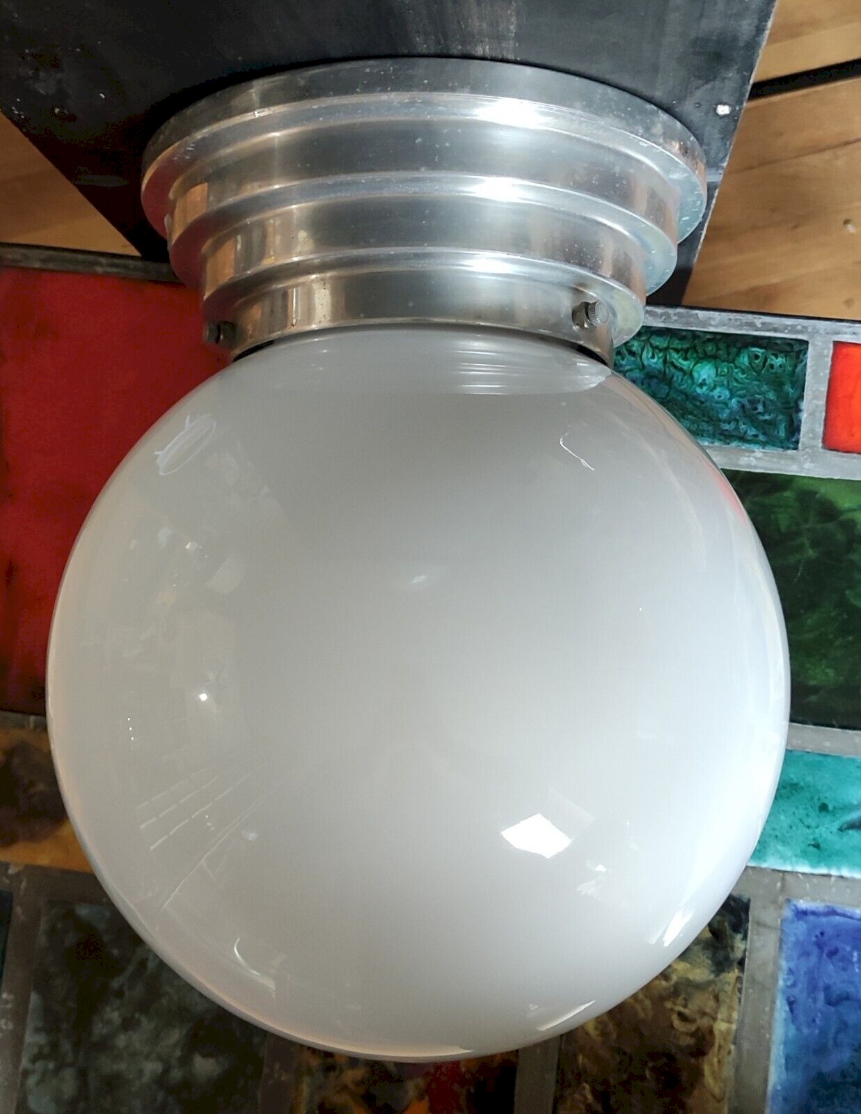 Suspension Globe Blanc Fumé Esprit Campagne – Vintage, Acier Et Verre, E27