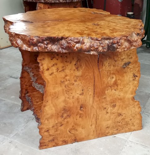 Ancienne Table Basse Appoint  Étagère Meuble Bois Brutaliste Brutalisme Cave