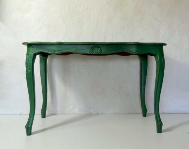 ancienne table basse en bois peint
