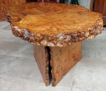 Vintage Coffee Table Accent Furniture Brutalist Raw Wood Cave