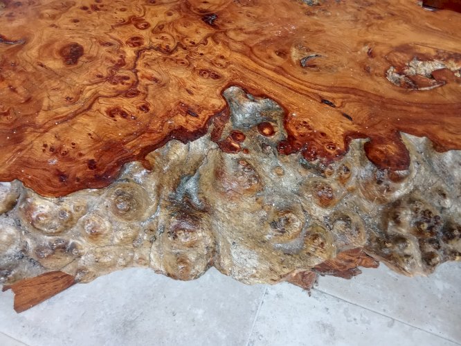 Ancienne Table Basse Meuble Appoint   Bois Brutaliste Brutalisme Cave