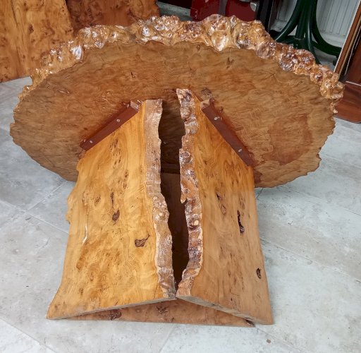 Ancienne Table Basse Meuble Appoint   Bois Brutaliste Brutalisme Cave