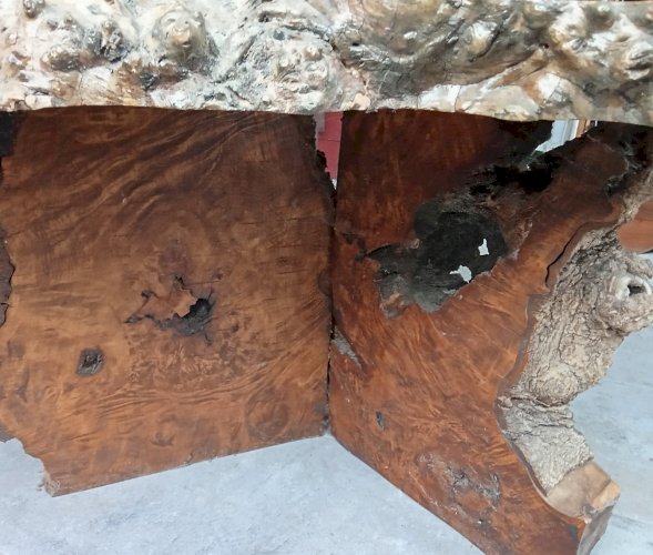 Ancienne Table Basse Meuble Appoint   Bois Brutaliste Brutalisme Cave