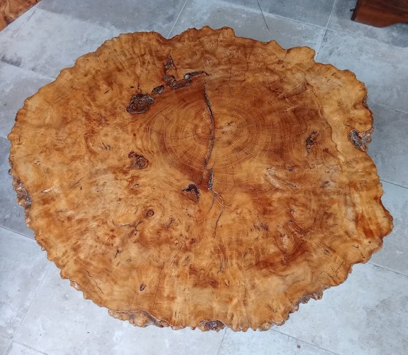 Ancienne Table Basse Meuble Appoint   Bois Brutaliste Brutalisme Cave