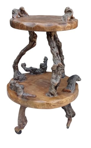 Ancienne Table D Appoint Guéridon Sellette Brutaliste Cep De Vignes