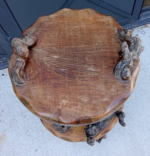 Ancienne Table D Appoint Guéridon Sellette Brutaliste Cep De Vignes