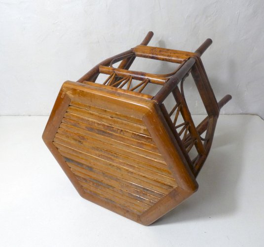ancienne table d'appoint Vintage en rotin Design 60/70
