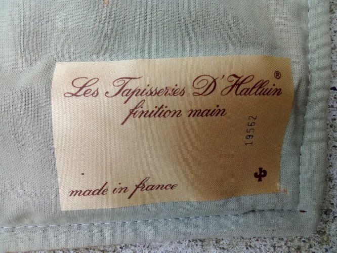 Ancienne tapisserie d Halluin Décor Couple Faisans Buvant À La Fontaine