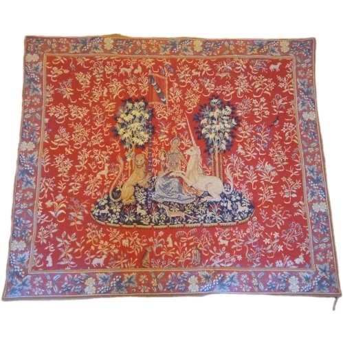 Ancienne tapisserie Halluin la Vue La Dame à la licorne antique unicorn tapestry