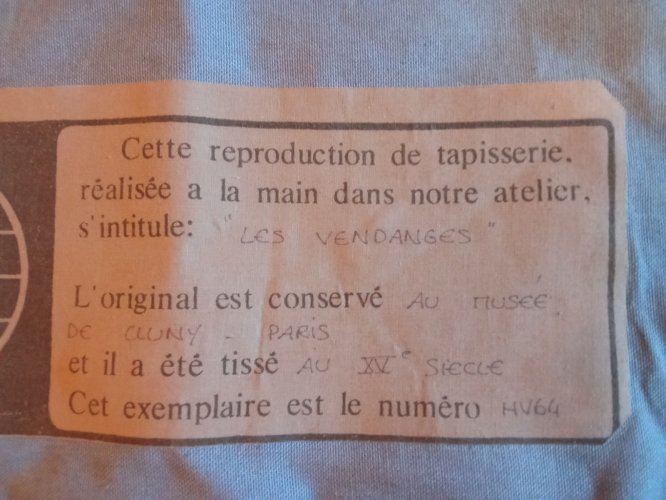 Ancienne tapisserie Les vendanges G. Boitard A. Demay Old Tapestry