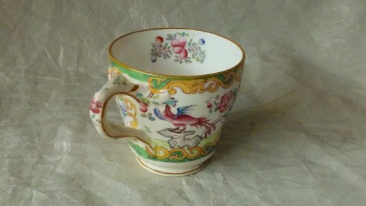 ANTIQUE FAIENCE CUP WITH PARADISE BIRD DECORATION MINTON No. 2984**