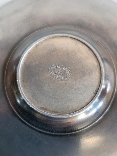 ancienne tasse et soucoupe en metal blanc 1er titre vers 1920 en bon etat