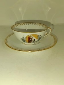 ancienne tasse et soucoupe souvenir de communion porcelaine limoges en bon etat
