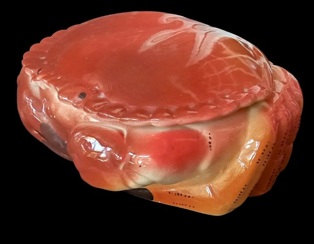 Ancienne Terrine Boite Crabe Tourteau Céramique Barbotine Michel Caugant
