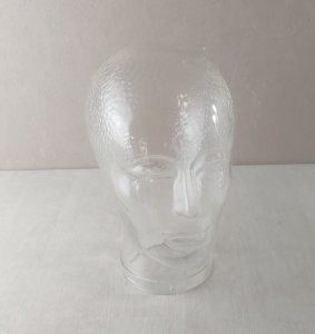 Old hat head / puppet, in molded glass