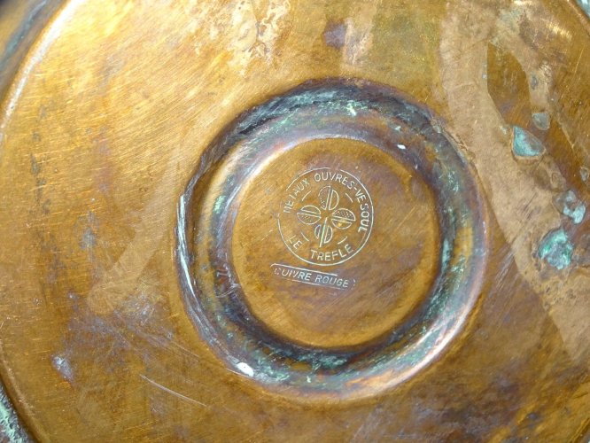 -ANCIENNE THEIERE CUIVRE VINTAGE METAUX OUVRE/VESOUL LE TREFLE COLLECTION   D