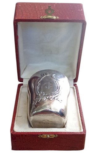 Ancienne Timballe Gobelet Baptême Monogrammes CJ Argent Massif Boulenger