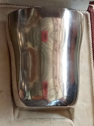 Ancienne Timballe Gobelet Baptême Monogrammes CJ Argent Massif Boulenger