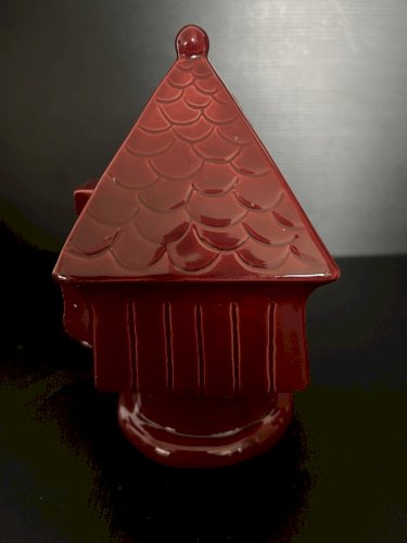 ancienne Tirelire à casser Céramique rouge design moulin à vent France vintage