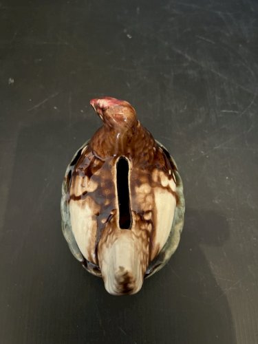 Ancienne tirelire à casser poule couveuse céramique vintage décoration