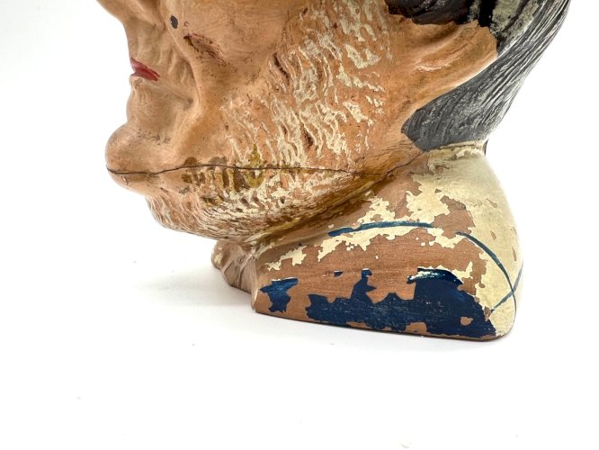 Ancienne Tirelire Peinte à la Main – Tête de Vieux Marin au Béret – Vers 1900