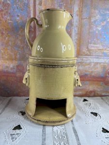 Ancienne tisanière en faïence française – Réchaud et pichet – XVIIIe / XIXe