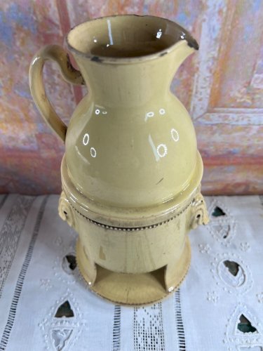 Ancienne tisanière en faïence française – Réchaud et pichet – XVIIIe / XIXe