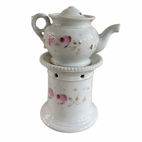 Ancienne tisanière en faïence française – Réchaud et pichet – XVIIIe / XIXe