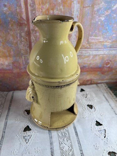 Ancienne tisanière en faïence française – Réchaud et pichet – XVIIIe / XIXe