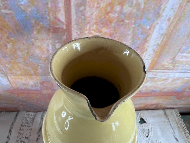 Ancienne tisanière en faïence française – Réchaud et pichet – XVIIIe / XIXe