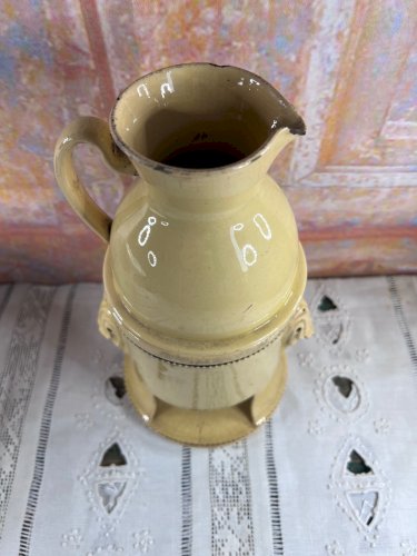 Ancienne tisanière en faïence française – Réchaud et pichet – XVIIIe / XIXe