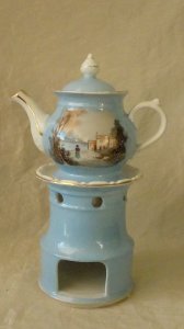 ANCIENT TEA SET IN PARIS PORCELAIN WITH LANDSCAPE DECORATION LATE 19TH TO EARLY 20TH CENTURY*