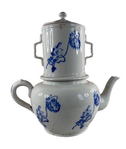 Ancienne tisanière Saint-Uze en faïence bleue – French Blue White Faience