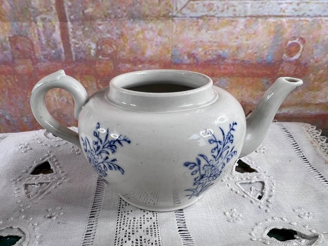 Ancienne tisanière Saint-Uze faïence bleue