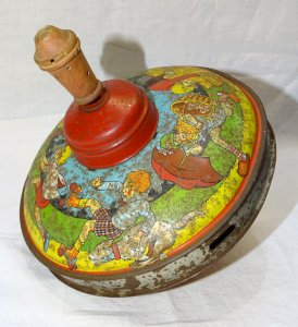 -ANCIENNE TOUPIE JOUET ANCIEN EN TÔLE PEINTE ANNEES 40/50 SORTIE DE GRENIER   D