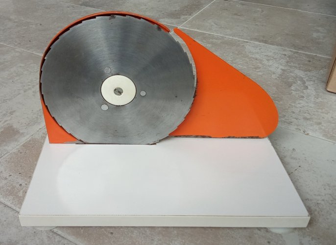 Ancienne Trancheuse manuelle Orange  Pain Charcuterie Cuisine Vintage