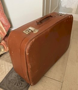 vintage cardboard suitcase from the 1950s